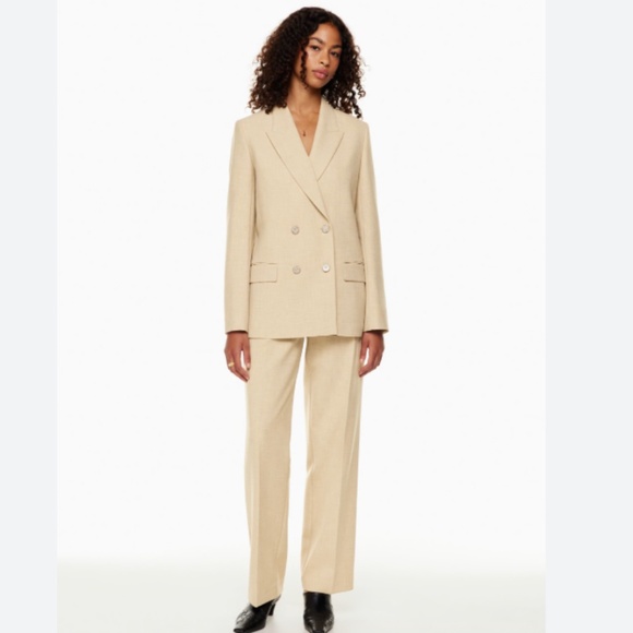 Aritzia Wilfred Destiny Blazer Heather Oat Beige Size 8 - Picture 2 of 5